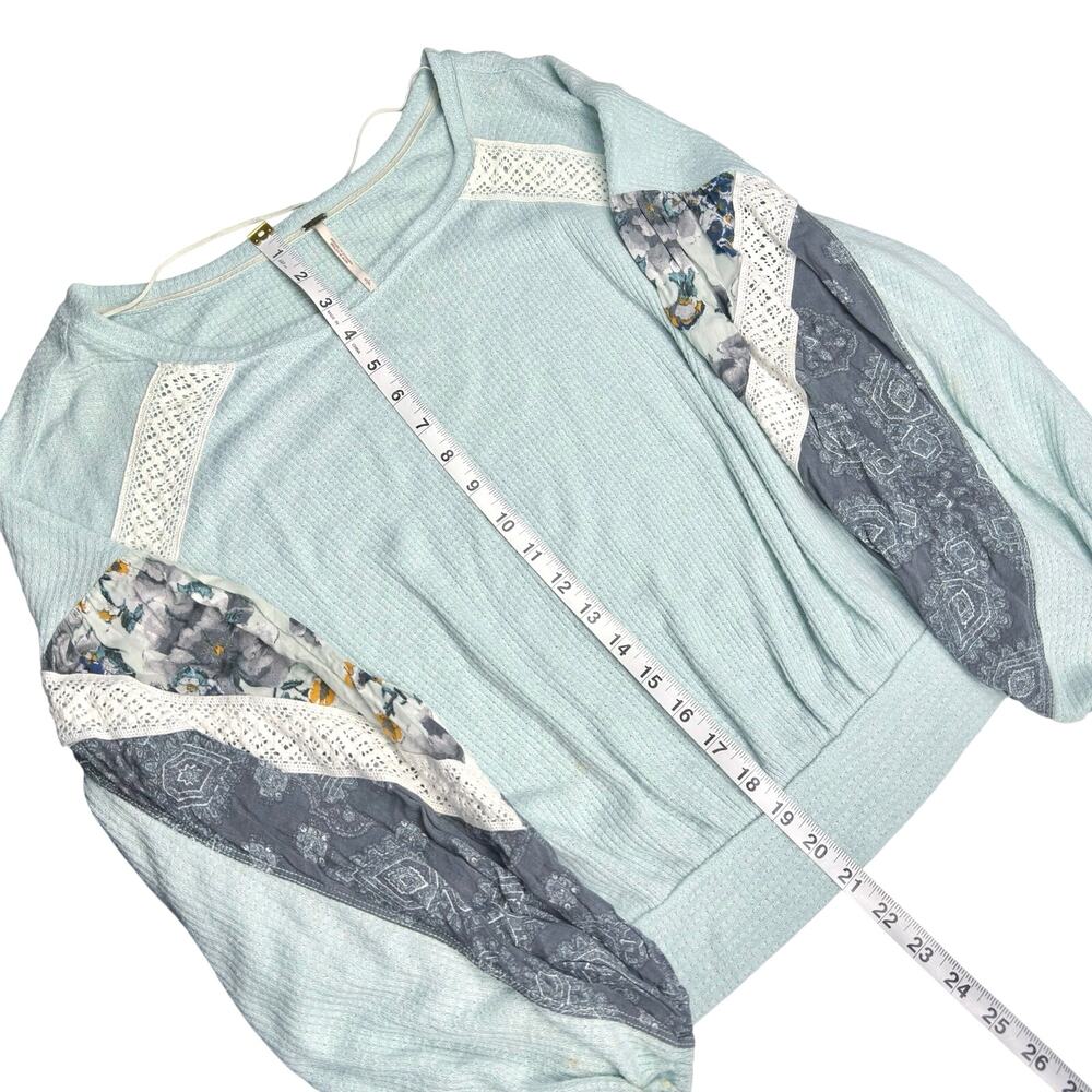 Free People | Women | Casual Clash Mint Mixed Media Balloon Sleeve Top | Small - Picture 6 of 13